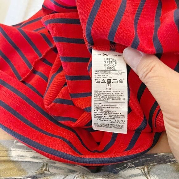Old Navy Red Navy Blue Nautical Stripe Short Sleeve T Shirt Stretch Petite Dress - Picture 9 of 9